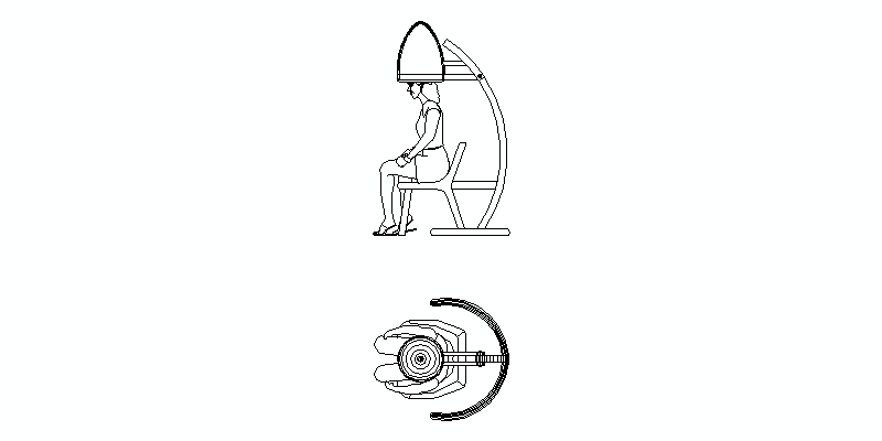 Hairdressing Head Dryer, Elevation And Plan View